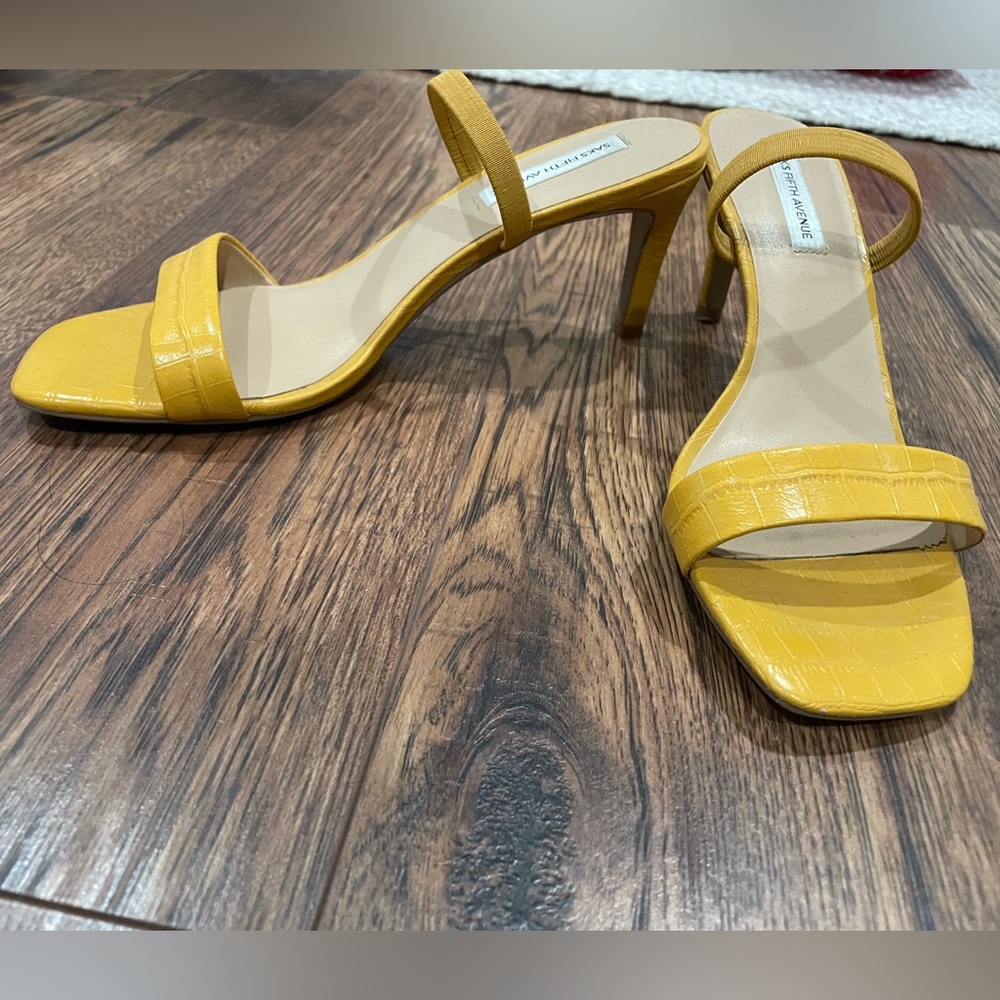 Saks Mustard Embossed Heels